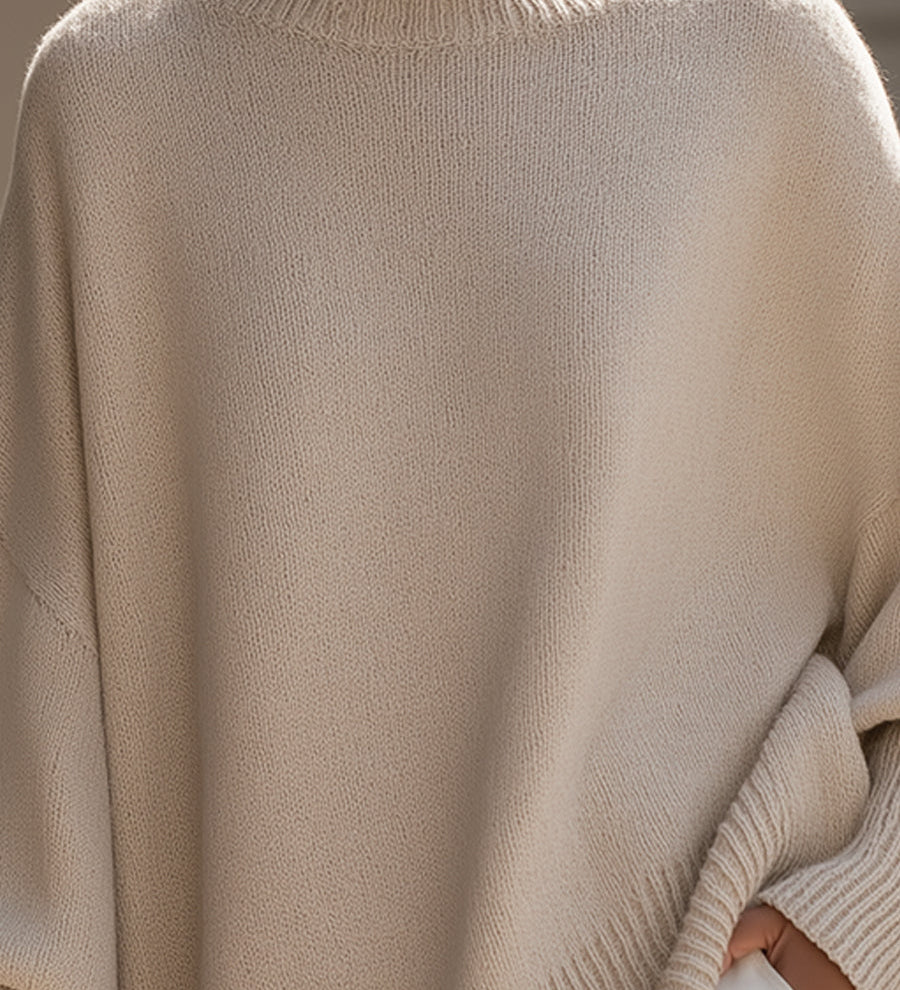 Gardenia™ | Ribbed-cuff crewneck poncho sweater