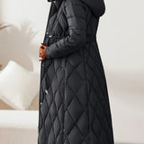 Lila™ | Quilted Drawstring Longline Puffer Coat