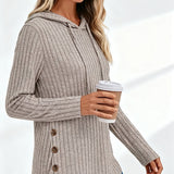 Victoria™ | Ribbed Knit Drawstring Hooded Sweater