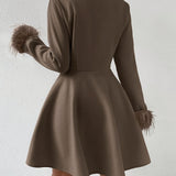 Stéphanie™ | Faux-Fur Cuff Fit-and-Flare Coat