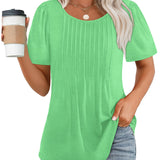 Pleated-Front Casual Relaxed-Fit Top