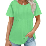 Pleated-Front Casual Relaxed-Fit Top