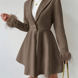Stéphanie™ | Faux-Fur Cuff Fit-and-Flare Coat