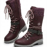 Cordelia™ | Knit-cuff buckle-strapped lace-up hiking boots
