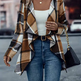 Yousra™ | Plaid Open-Front Waterfall Cardigan