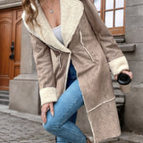 Salomé™ | Shearling-Trim Suede-Effect Longline Coat