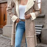 Salomé™ | Shearling-Trim Suede-Effect Longline Coat