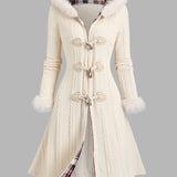 Tala™ | Cable-Knit Faux-Fur Trim Hooded Coat