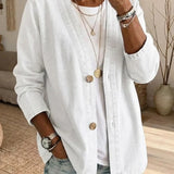 Button-Front Casual Oversized Denim Jacket