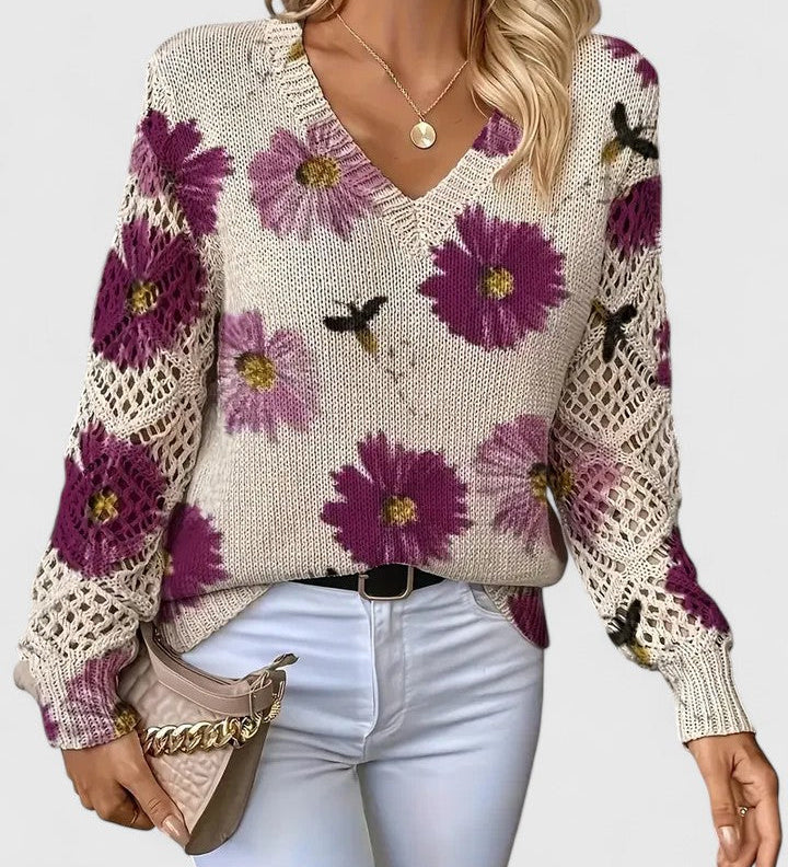 Tristana™ | Elegant Floral Cotton Sweater