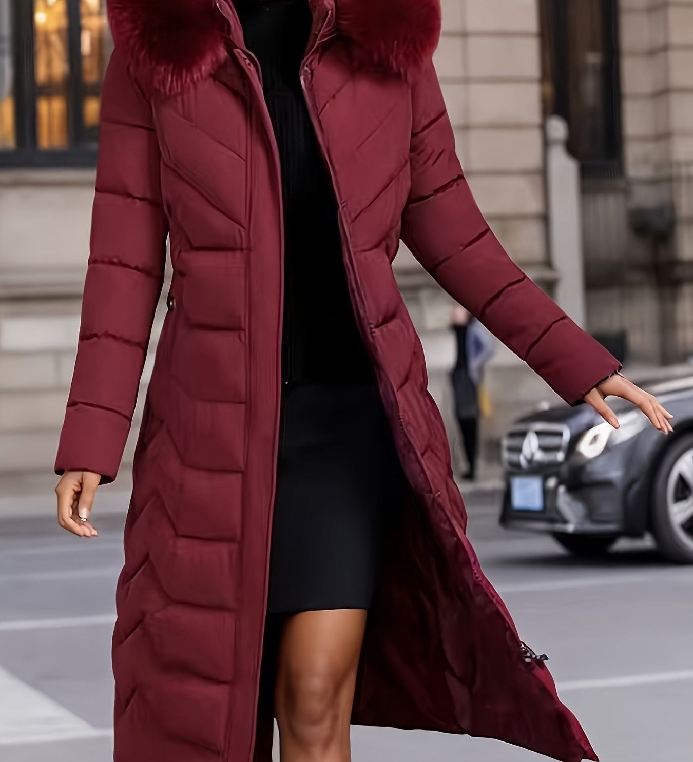 Perrine™ | Faux-Fur Collar Long Puffer Coat