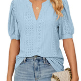 Eyelet Puff-Sleeve Blouse