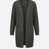 Kiana™ | Cable-Knit Buttoned Mid-Length Cardigan