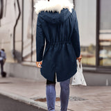 Tiara™ | Plush-Hood Drawstring-Waist Parka Coat