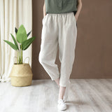 Casual Solid Linen Lantern Pants