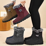 Laura™ | Faux-fur trim buckle winter boots