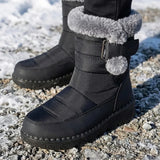 Laura™ | Faux-fur trim buckle winter boots