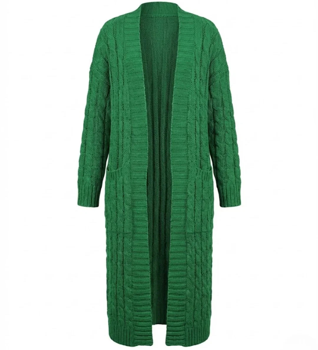 Indira™ | Extra-Long Cable-Knit Pocket Cardigan