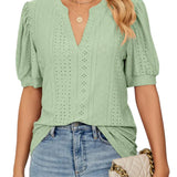 Eyelet Puff-Sleeve Blouse