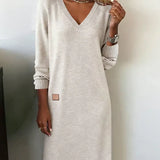 Lusia™ | V-neck long-sleeve sweatshirt dress