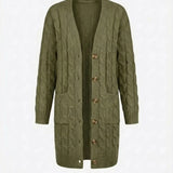 Kiana™ | Cable-Knit Buttoned Mid-Length Cardigan