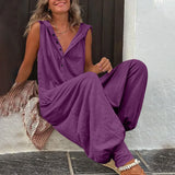 Comfortable Button Front Sleeveless Jumpsuit
