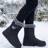 Laura™ | Faux-fur trim buckle winter boots