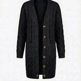 Kiana™ | Cable-Knit Buttoned Mid-Length Cardigan
