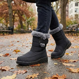 Laura™ | Faux-fur trim buckle winter boots