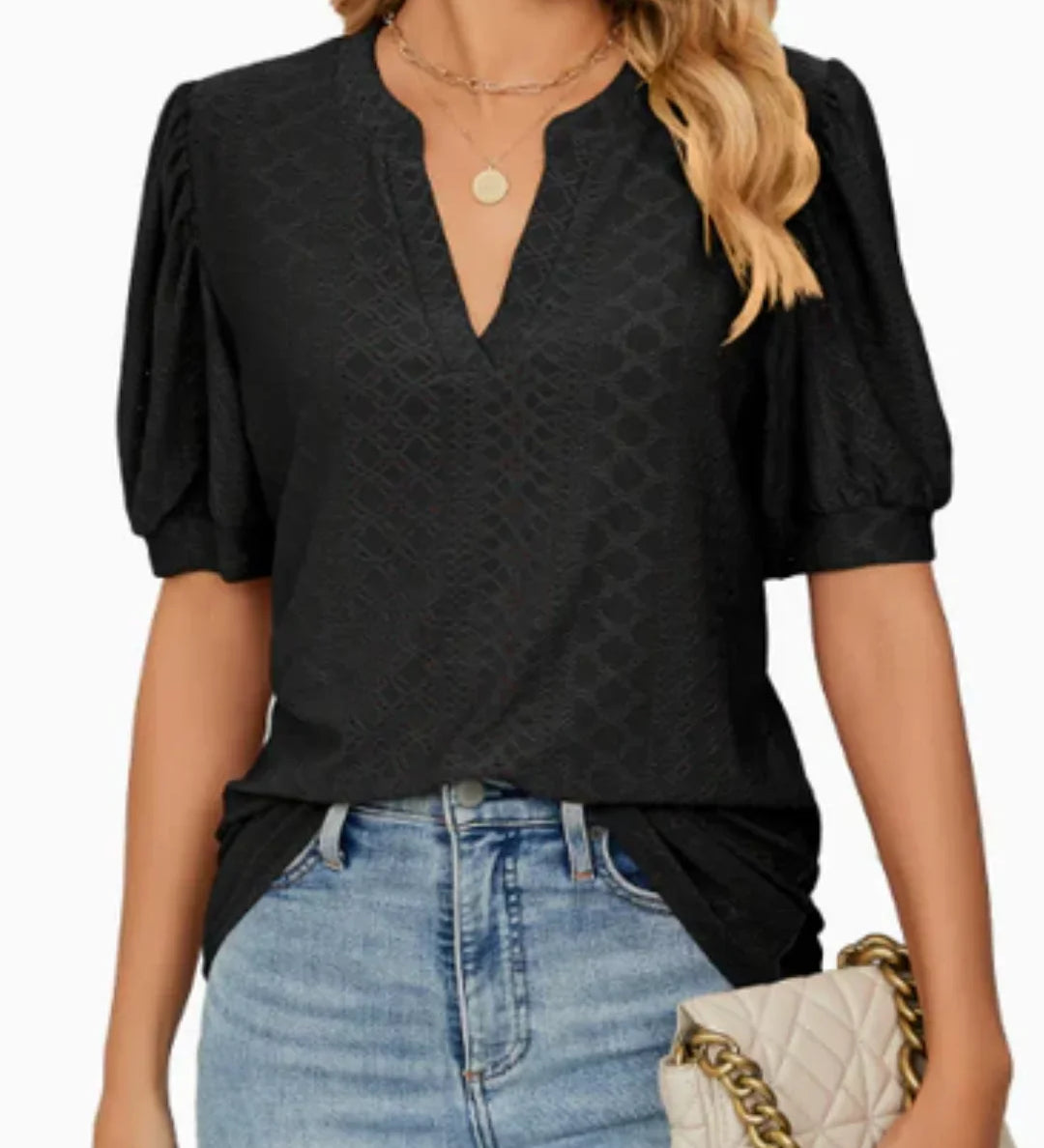 Eyelet Puff-Sleeve Blouse