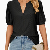 Eyelet Puff-Sleeve Blouse