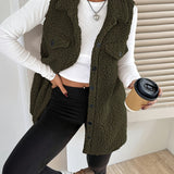 Ava™ | Sherpa Button-Front Longline Blazer