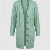 Kiana™ | Cable-Knit Buttoned Mid-Length Cardigan