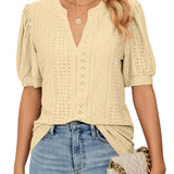 Eyelet Puff-Sleeve Blouse