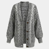 Hortense™ | Cable-Detail Buttoned Oversized Cardigan