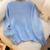 Vivian™ | Ribbed Knit Button-Cuff V-Neck Sweater