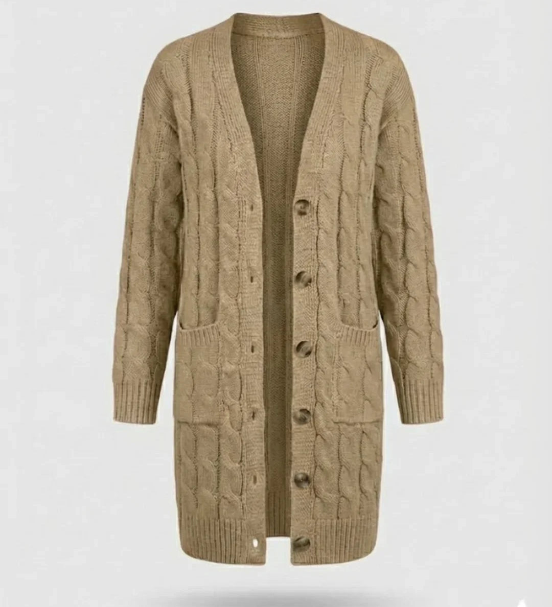 Kiana™ | Cable-Knit Buttoned Mid-Length Cardigan