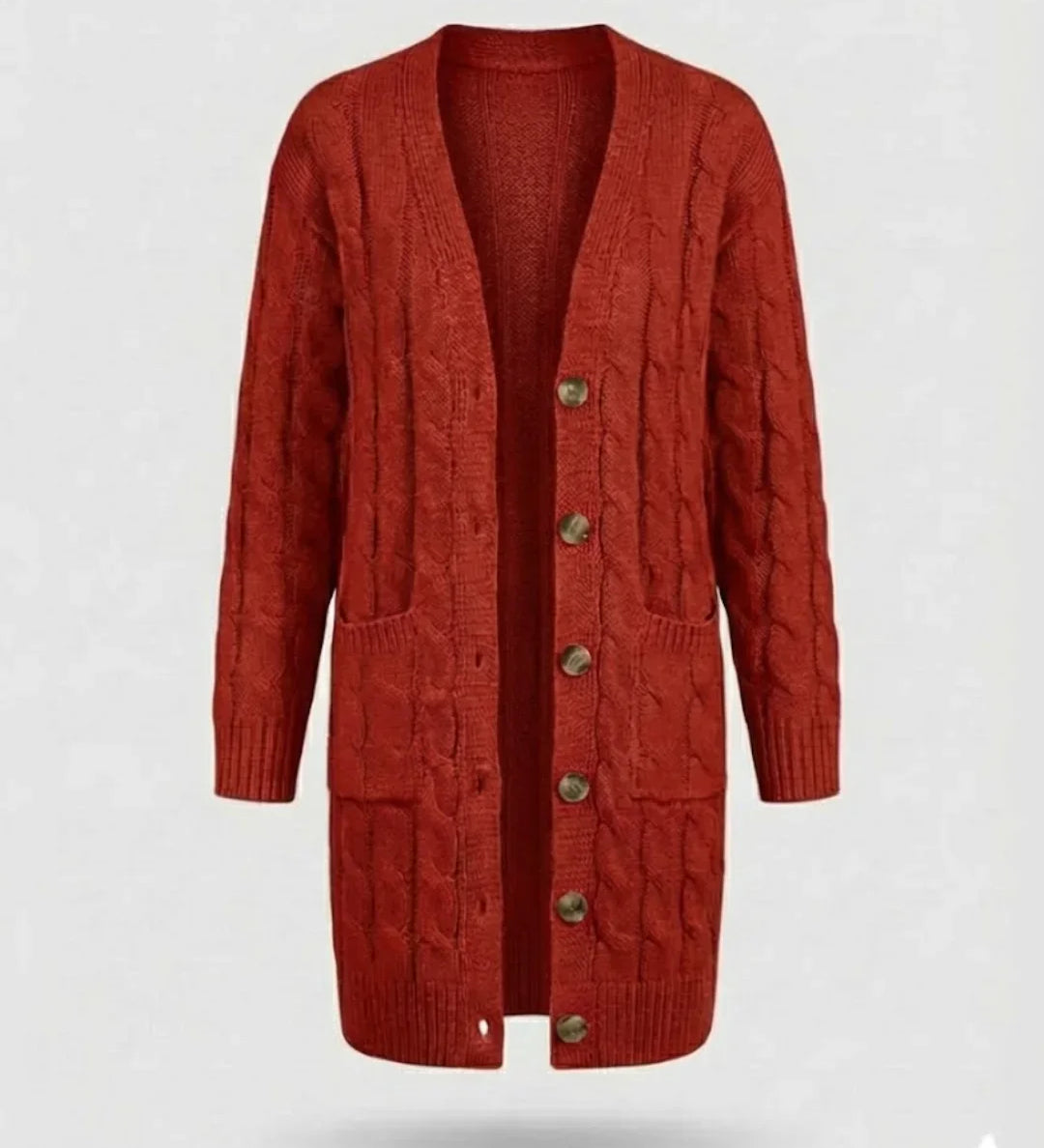 Kiana™ | Cable-Knit Buttoned Mid-Length Cardigan