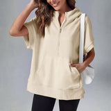 Short-Sleeve Quarter-Zip Hooded Pullover