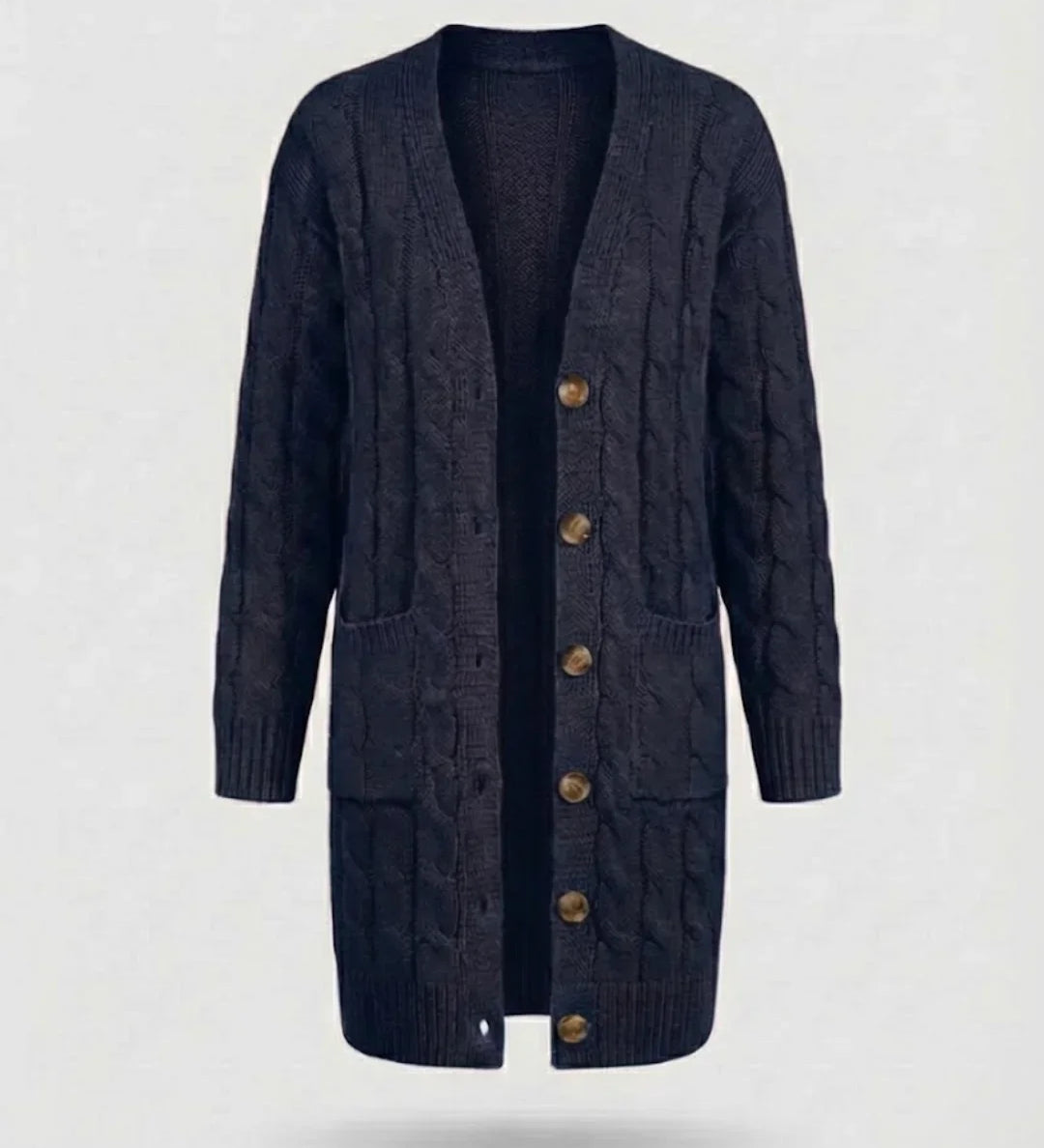 Kiana™ | Cable-Knit Buttoned Mid-Length Cardigan