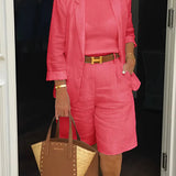Linen Smart-Casual Blazer & Bermuda Shorts Set