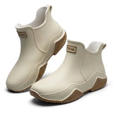 Amandine™ | Waterproof rubber lug-sole ankle rain boots