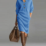 Rosetta™ | Ribbed Knit Button-Front Polo Sweater Dress