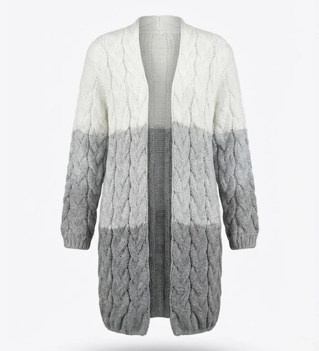 Kalila™ | Ombre Cable-Knit Long Cardigan
