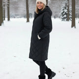 Calista™ | Quilted Zip-Front Hooded Longline Puffer Coat Plus-Size