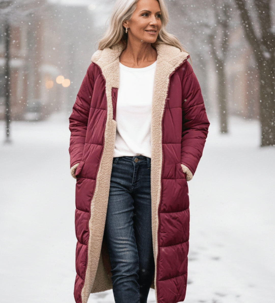 Helena™ | Hooded sherpa-lined puffer coat