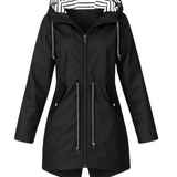 Rebecca™ | Striped-Lined Drawstring-Waist Hooded Parka Coat