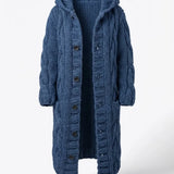 Fancytech™ | Chunky Cable-Knit Hooded Long Coat