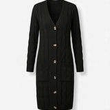 Jael™ | Cable-Knit Buttoned Long Cardigan Dress