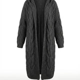 Hester™ | Hooded Cable-Knit Long Cardigan